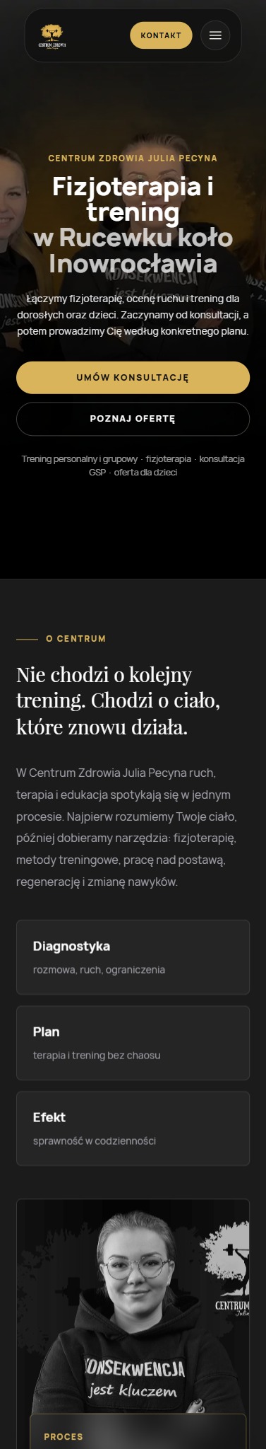 Widok mobilny projektu CENTRUM ZDROWIA JULIA PECYNA
