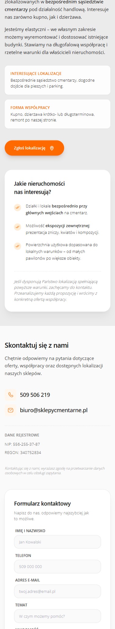 Sklepy-Cmentarne-mobile - fragment witryny